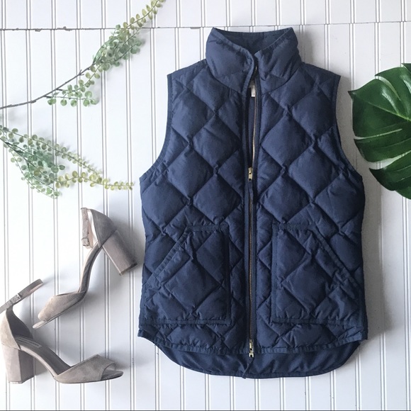 J. Crew Jackets & Blazers - J. Crew down vest navy blue zip puffer